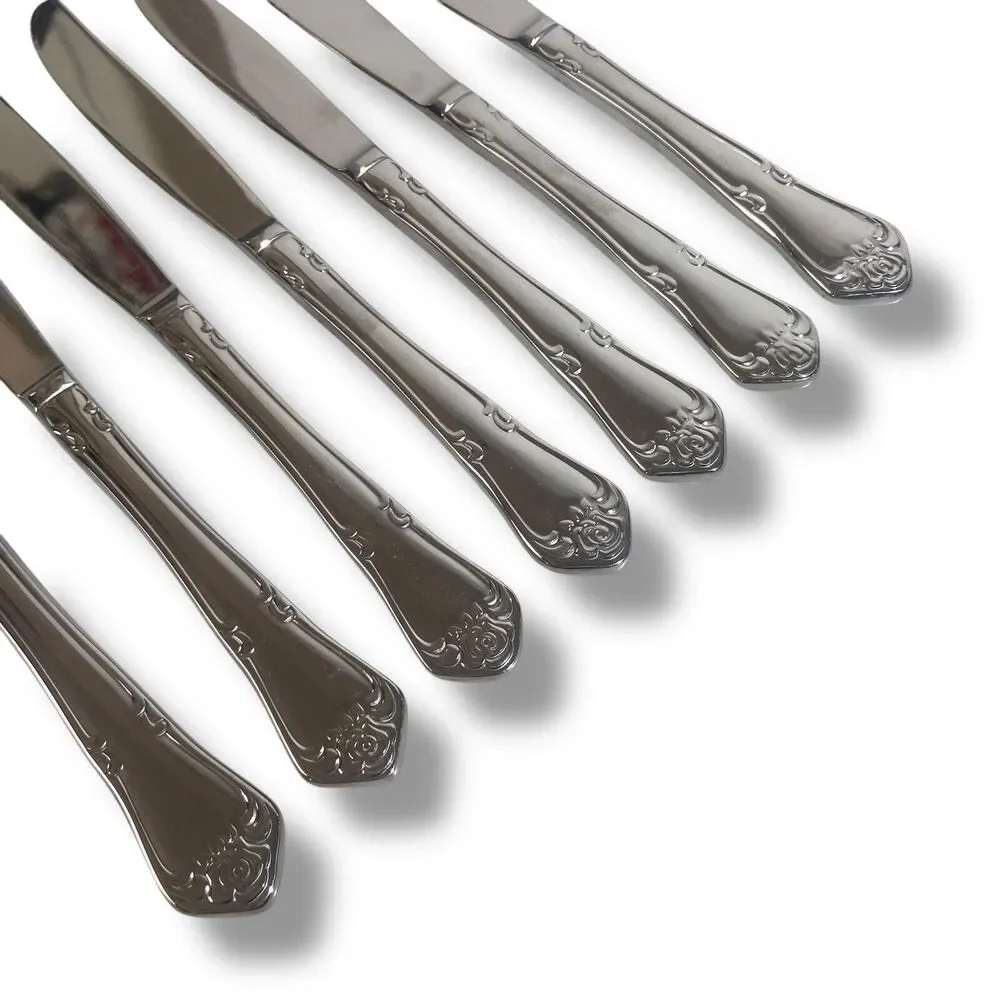 Oneida True Rose Pattern Dinner Knives Replacement 7 pc Stainless Steel